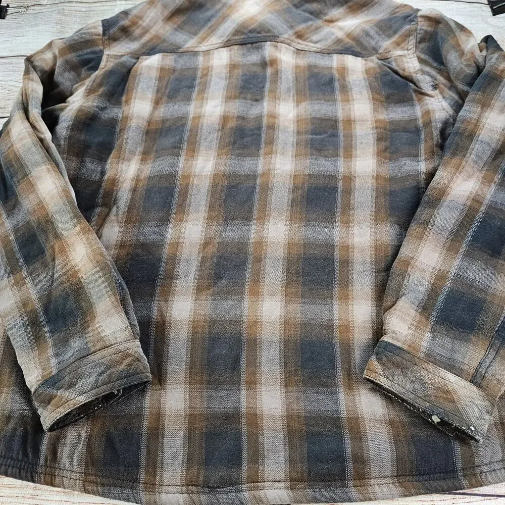 Boston Trader Flannel Jacket With Fleece Lining Men Size Large Brown
